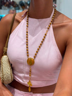 Rosario Medalla Milagrosa Filigrana y Madera