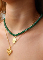 Collar Medalla Virgen Milagrosa Mediana Verde Mate