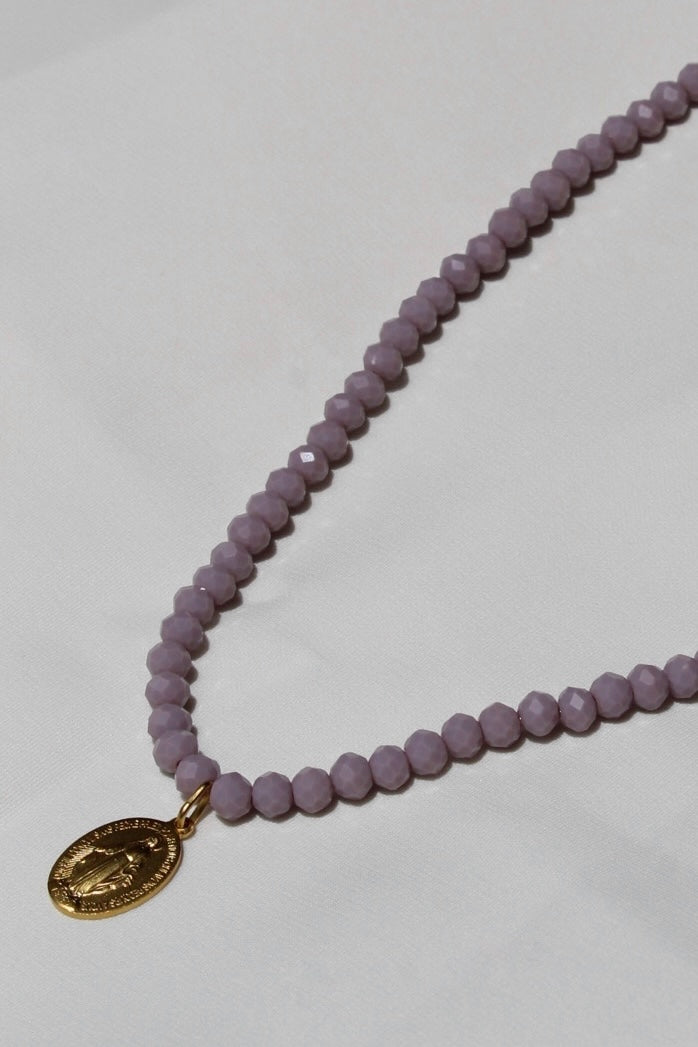 Collar Medalla Virgen Milagrosa Mediana Negro