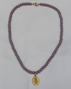 Collar Medalla Virgen Milagrosa Mediana Negro