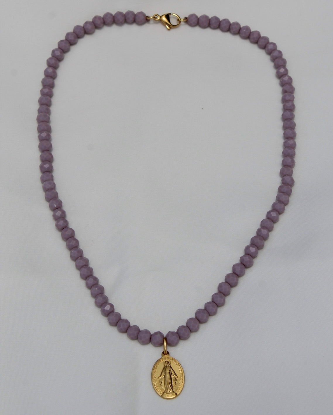 Collar Medalla Virgen Milagrosa Mediana Negro