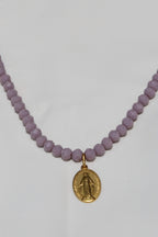 Collar Medalla Virgen Milagrosa Mediana Negro