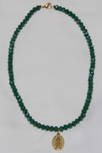 Collar Medalla Virgen Milagrosa Mediana Verde Mate
