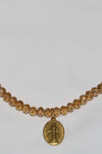 Collar Medalla Virgen Milagrosa Mediana Miel Dorado