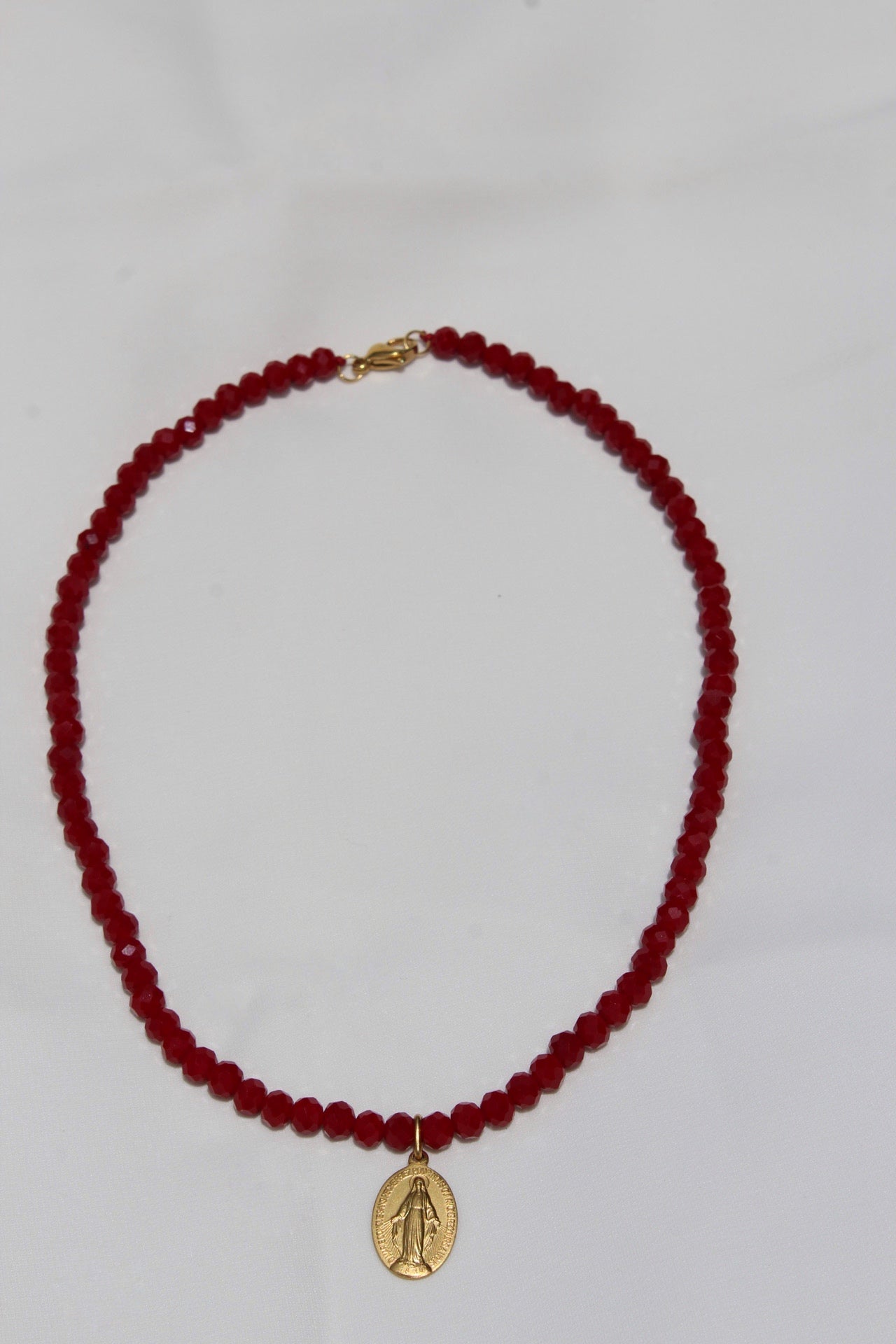 Collar Medalla Virgen Milagrosa Mediana Rojo