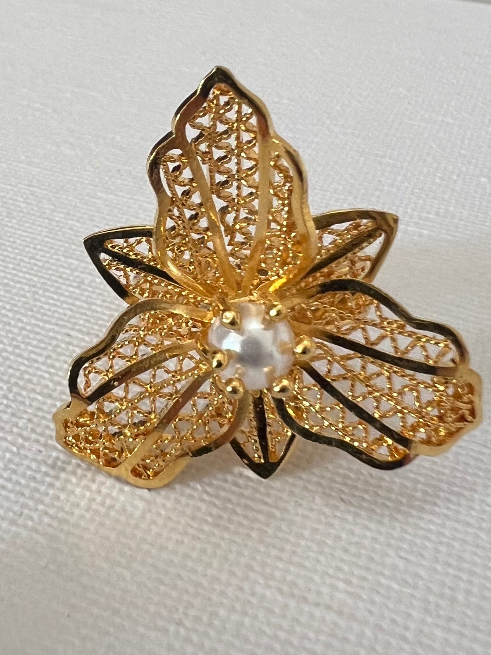 Anillo Orquídea Celeslial Perla