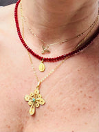 Collar Medalla Virgen Milagrosa Mini Rojo